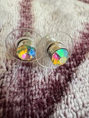 Iridescent Crystal Opal Stud Earrings